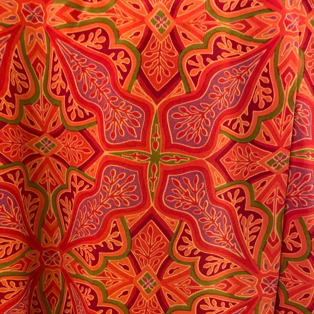 EVAN- PICONE rusty orange & red 100%silk pleated midi-maxi pencil skirt Vintage - Picture 3 of 16